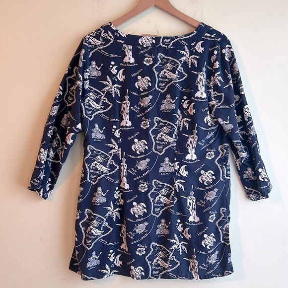 Tommy Bahama Relax 3/4 Sleeve Hawaiian Print Tunic Top Swimsuit Cover Up - Picture 3 of 5